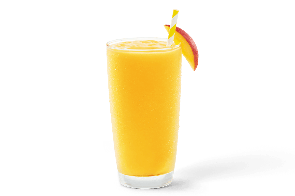 2 glasses of Tropical Smoothie Cafe Fruit Smoothie