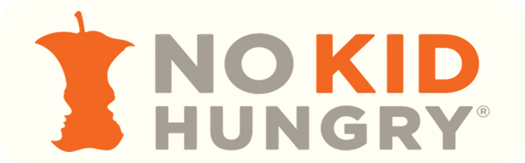 A No Kid Hungry logo with a yellow background